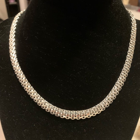 Milor Italian silver necklace 17 inch -mesh - Picture 2 of 5